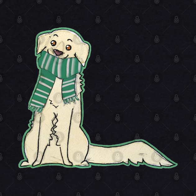 Golden retriever dog green and silver by bitingnclawing
